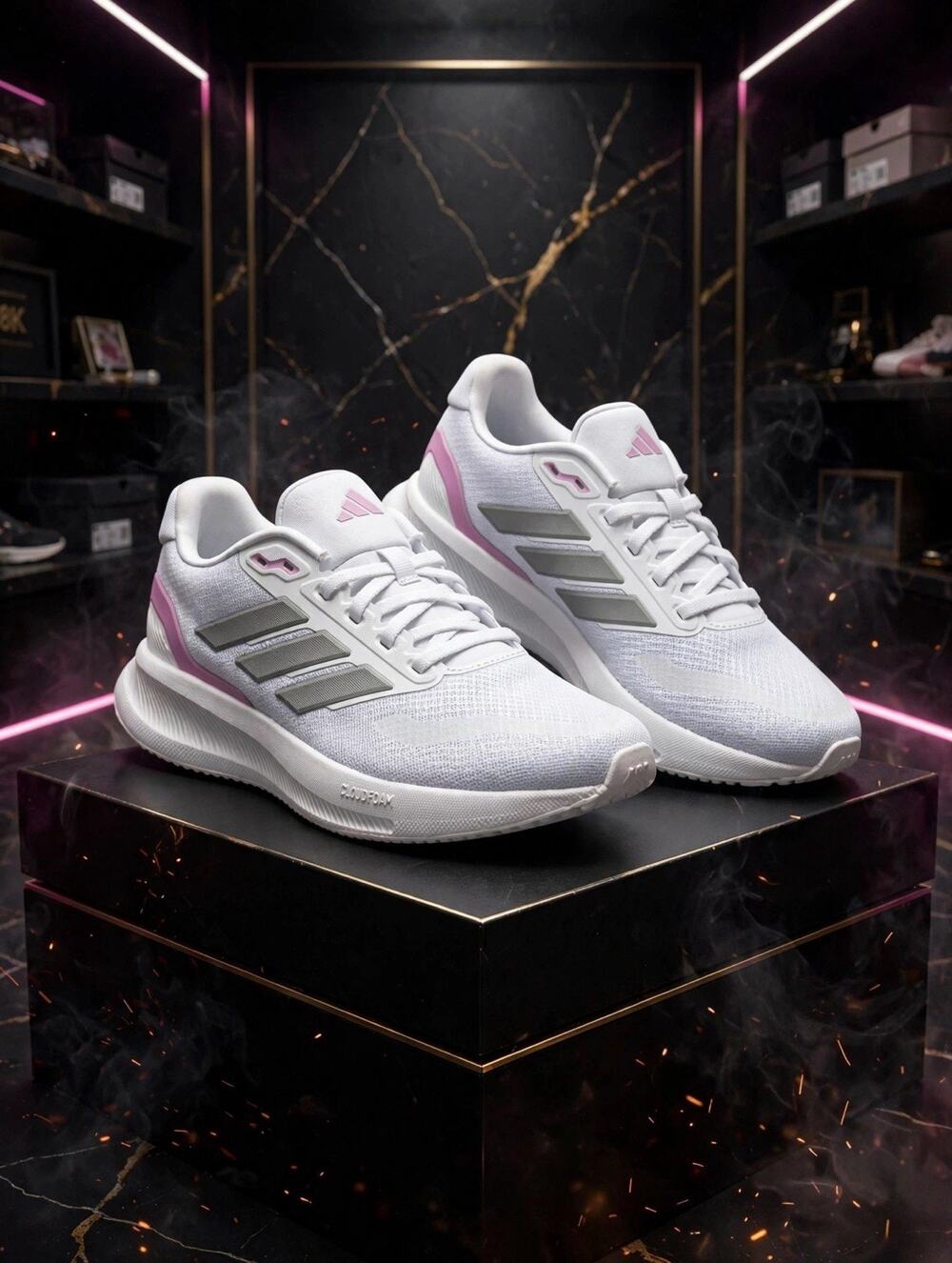 Size 10 - Adidas Runfalcon 5 W JI3981 White Grey Pink Cloudfoam Running NWT